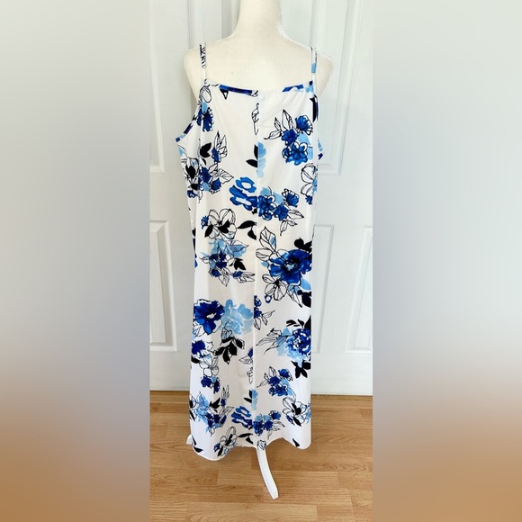 New 2 piece dress set maxi woman size 2xlarge flowered blues wedding/shower - Picture 5 of 14